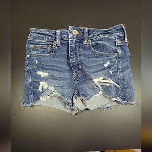 American Eagle Outfitters Blue Distressed Jean Shorts